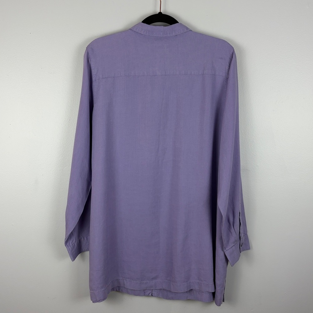 J. Jill Classic Button-Down Long Sleeve Tunic Shirt 100% Tencel Large Lavender - Picture 12 of 12